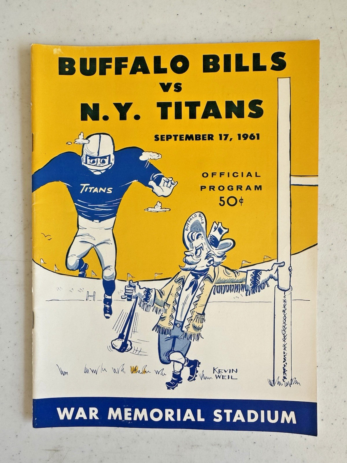 Vintage 1961 AFL Football Program Bills vs Titans Sept. 17 Buffalo vs New York Vintage 1961 AFL Football Program Bills vs Titans Sept. 17 Buffalo vs New York