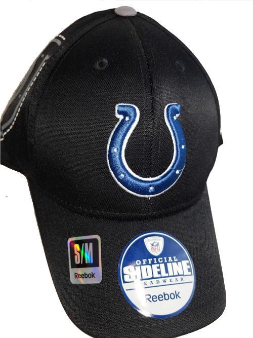 New Indianapolis Colts Mens Size S/M Fitmax Reebok Sideline Blackout Hat $26