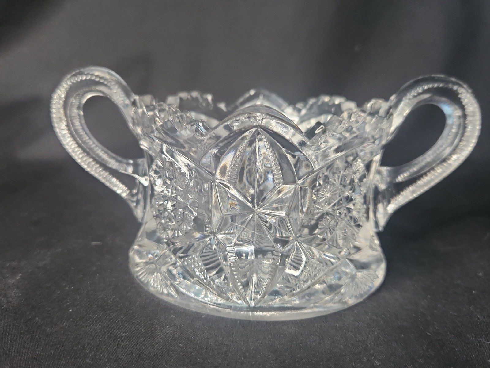EAPG Antique Mckee Glass OMN Toltec Ca 1904 Clear Berry Sugar Bowl Press Cut EAPG Antique Mckee Glass OMN Toltec Ca 1904 Clear Berry Sugar Bowl Press Cut