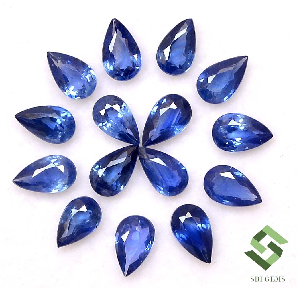 5x3 mm Natural Blue Sapphire Pear Cut Lot 15 Pcs 3.83 CTS Faceted Loose Gemstone
