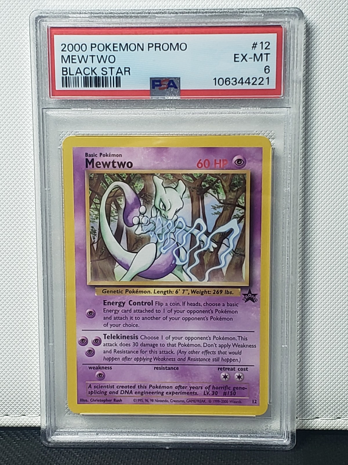 [ PSA 6 ] Mewtwo #12 Regular 2000 Pokemon Wotc Promo Black Star English
