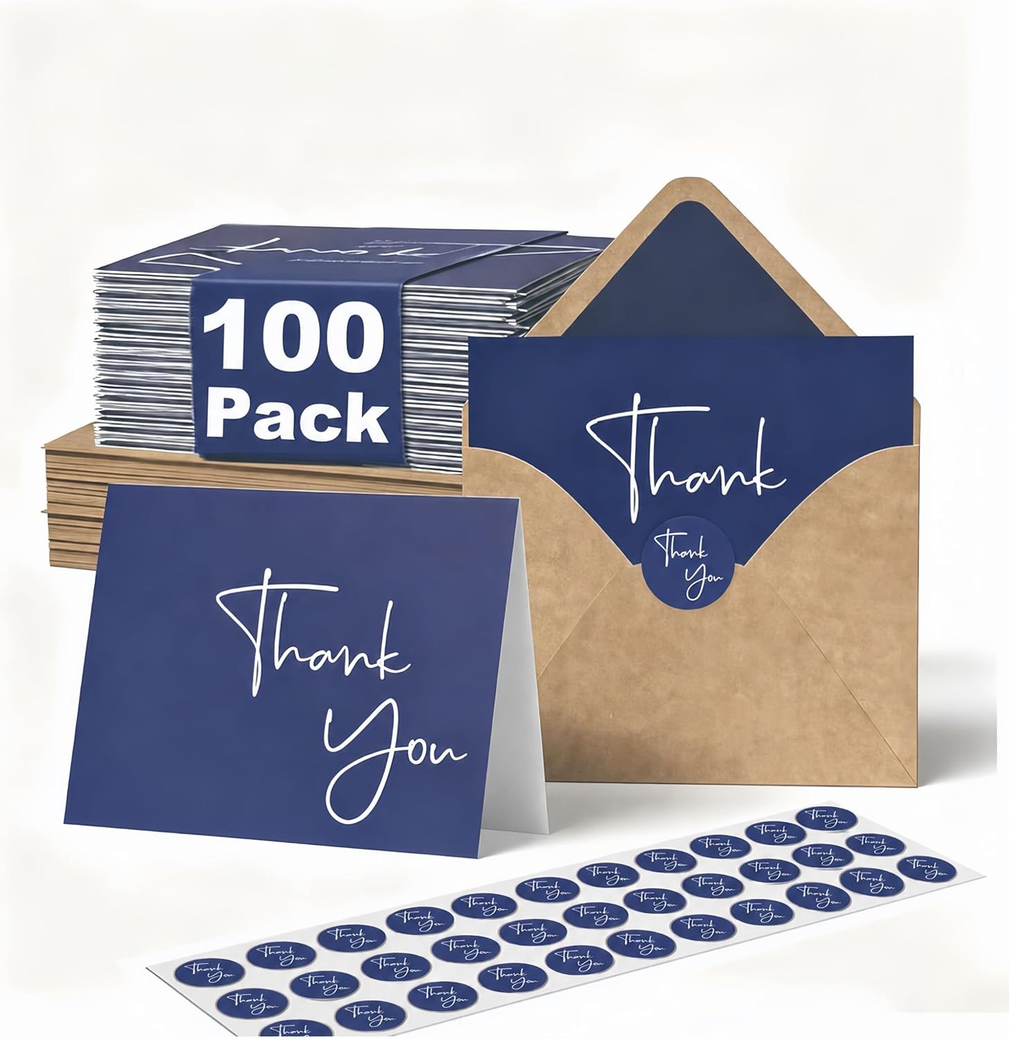 100 Pack Thank You Cards with Envelopes Bulk Set & Stickers - 4X6 Inch 100 Pack Thank You Cards with Envelopes Bulk Set & Stickers - 4X6 Inch