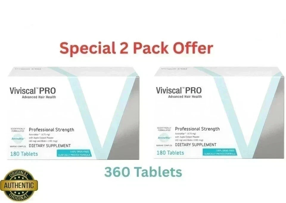 2 Pack of VIVISCAL PRO - Professional Hair Growth Tablets 180 Exp. 12/2027