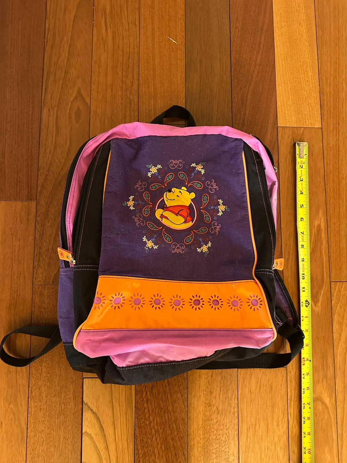 Vintage Winnie The Pooh Backpack Purple Orange Pink Approx 17x12x5 Canvas