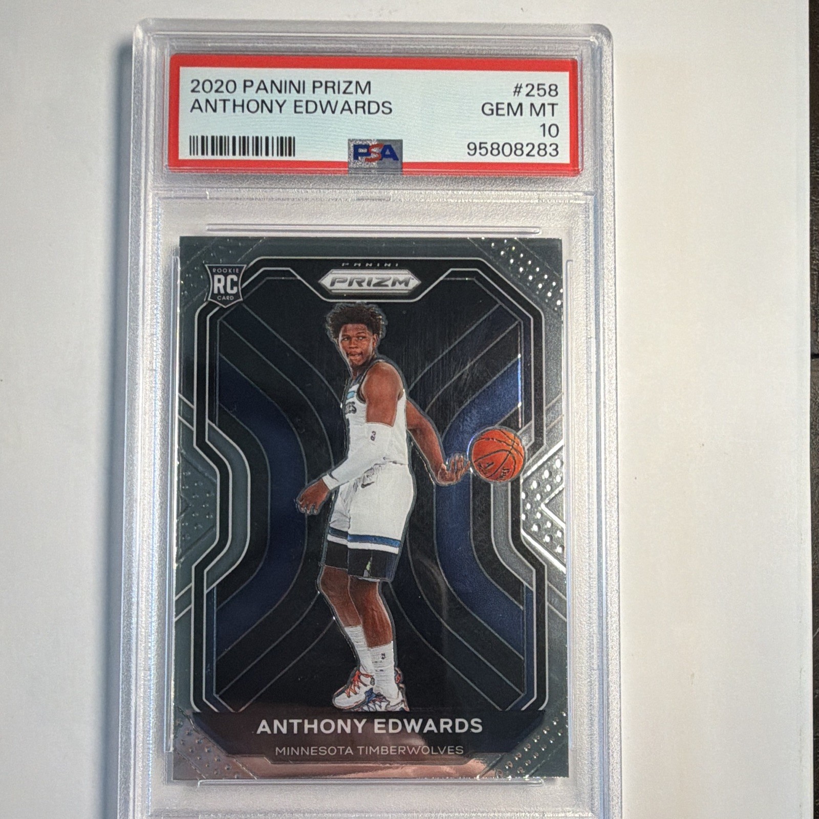Panini Prizm 2020-21 Anthony Edwards Minnesota Timberwolves RC #258 PSA 10