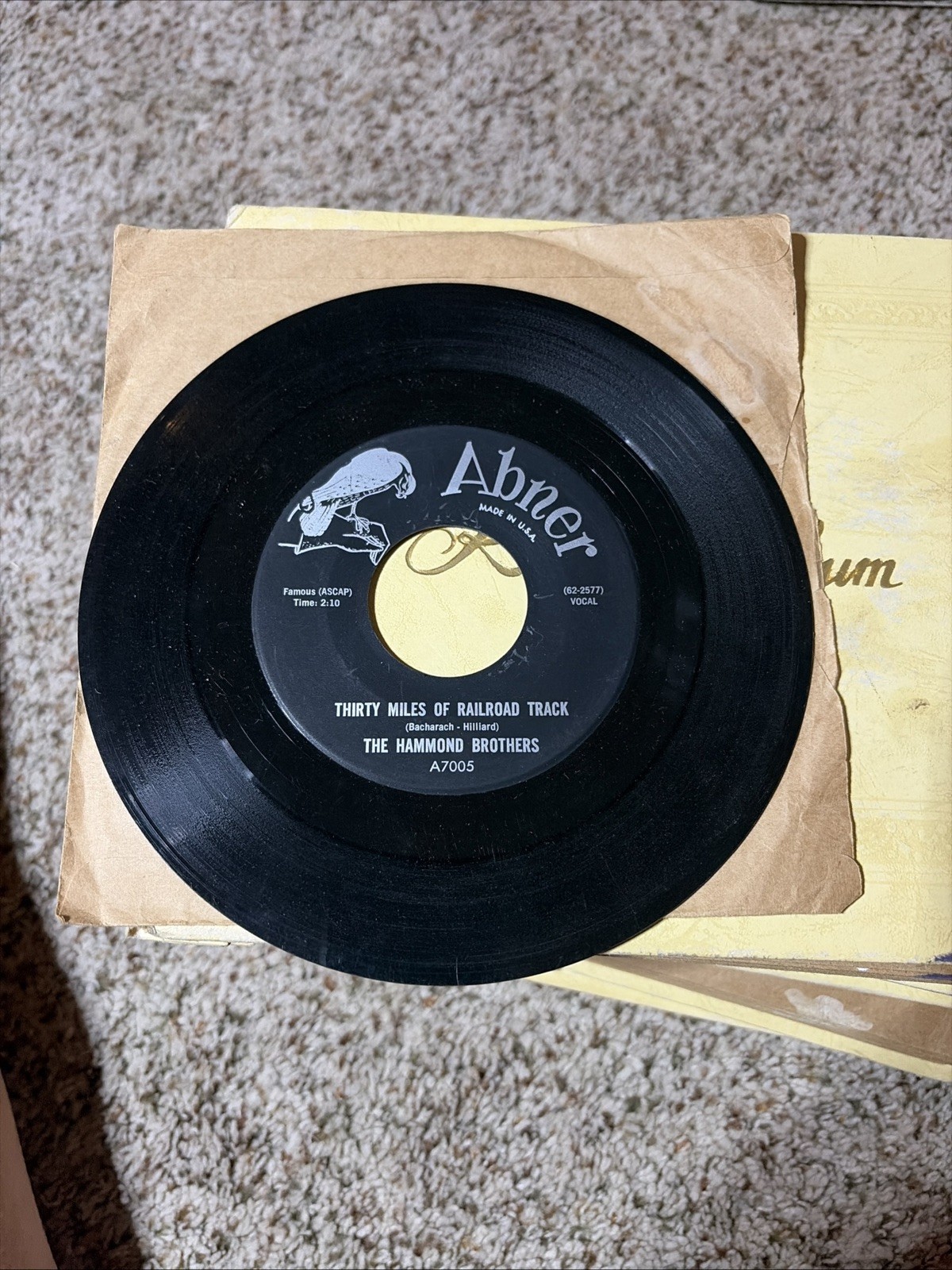 NORTHERN SOUL 45RPM - HAMMOND BROTHERS ON ABNER - RARE BEAUTIFUL COPY NORTHERN SOUL 45RPM - HAMMOND BROTHERS ON ABNER - RARE BEAUTIFUL COPY