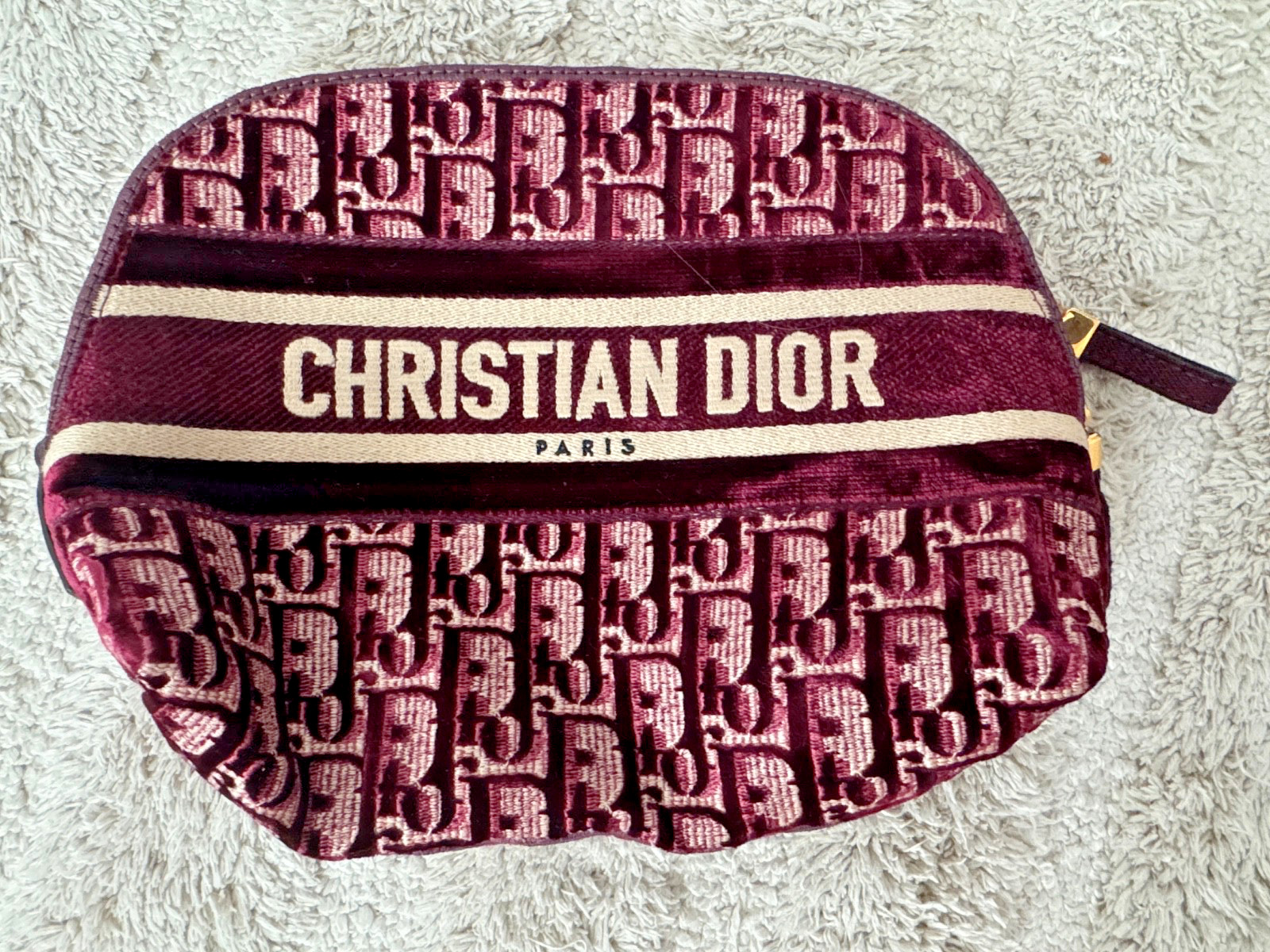 Dior Burgundy Velvet Oblique Monogram Cosmetic Pouch Bag Made Italy Dior Burgundy Velvet Oblique Monogram Cosmetic Pouch Bag Made Italy