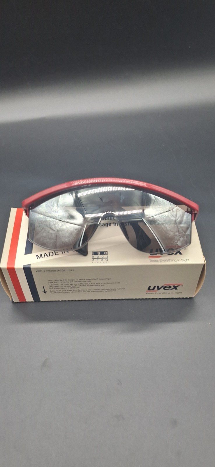 NOS UVEX Astrospec 3000 Patriot Frame Z87 Made In USA Mirror Lens Safety Glasses
