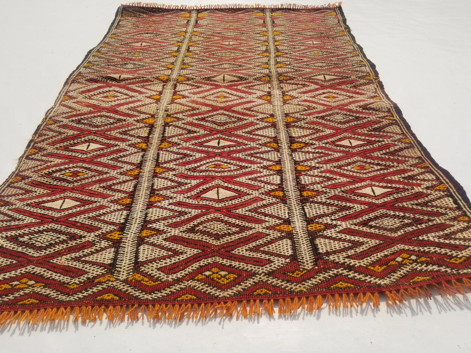 Vintage Traditional Handmade Turkish Wool Multi Kilim Rug 4.1x2.7ft Vintage Traditional Handmade Turkish Wool Multi Kilim Rug 4.1x2.7ft