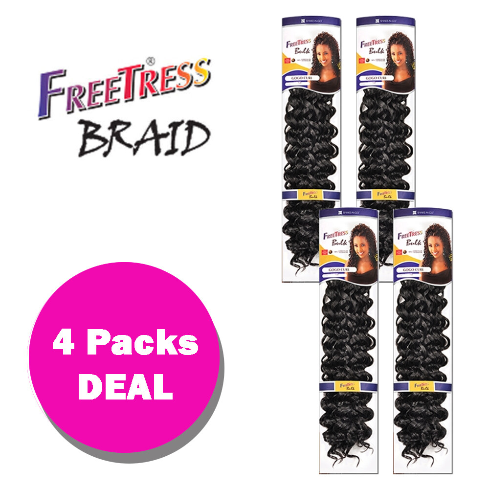 *4-PACK/6-PACK* FREETRESS SYNTHETIC CROCHET BULK BRAID HAIR - GOGO CURL 26\