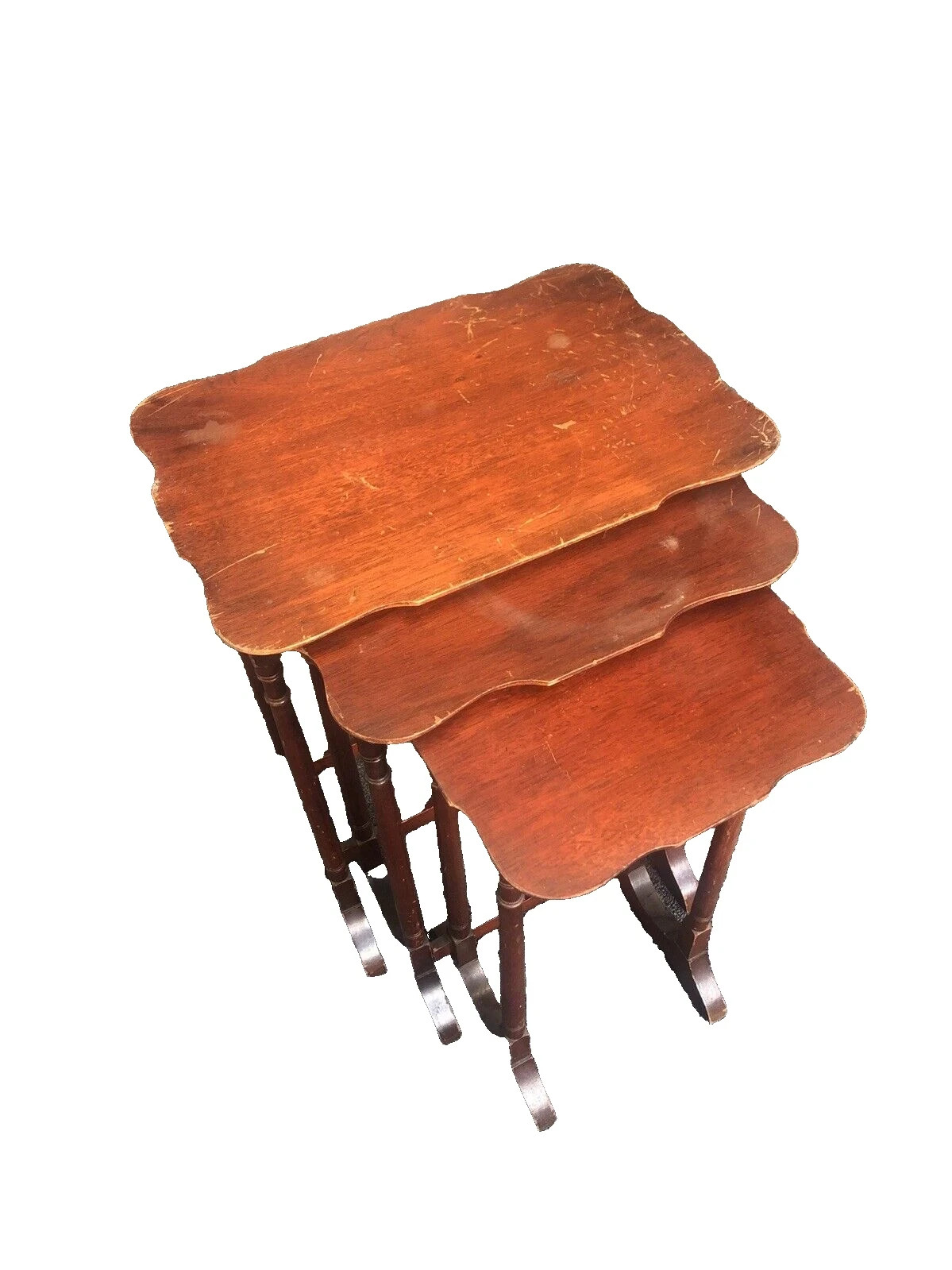 Antique Victorian Nest Of Three 3 Tables, Side Tables