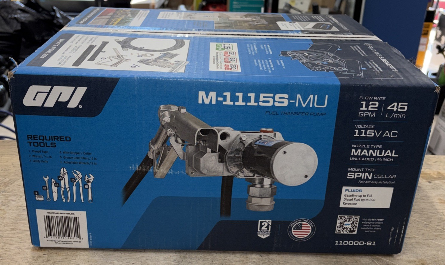GPI M-1115S-MU 12 GPM 115V Electric Fuel Transfer Pump 110000-81 Heavy Duty