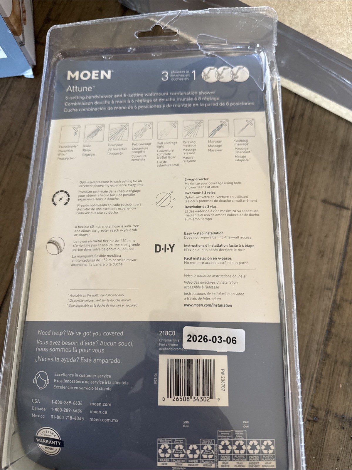 Moen 6-Mode Attune Dual Hand Held Shower Head in Polished Chrome
