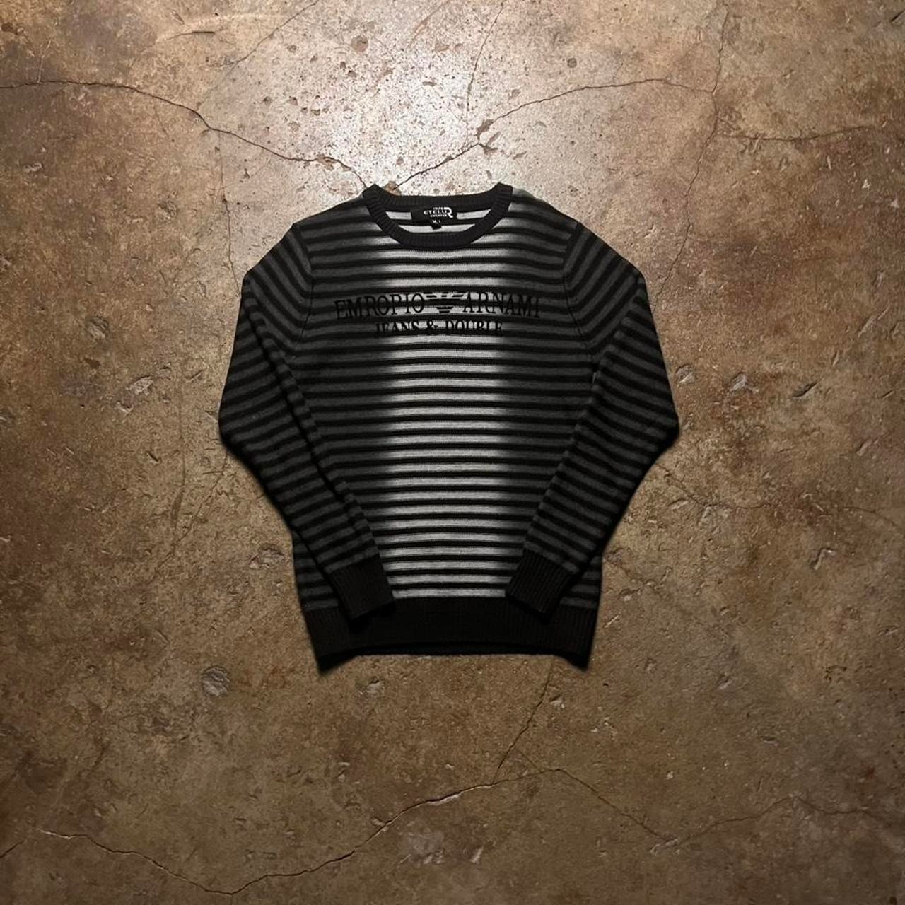 Sweet vintage center graphic emporio Armani 90s faded striped heavyweight knit Sweet vintage center graphic emporio Armani 90s faded striped heavyweight knit