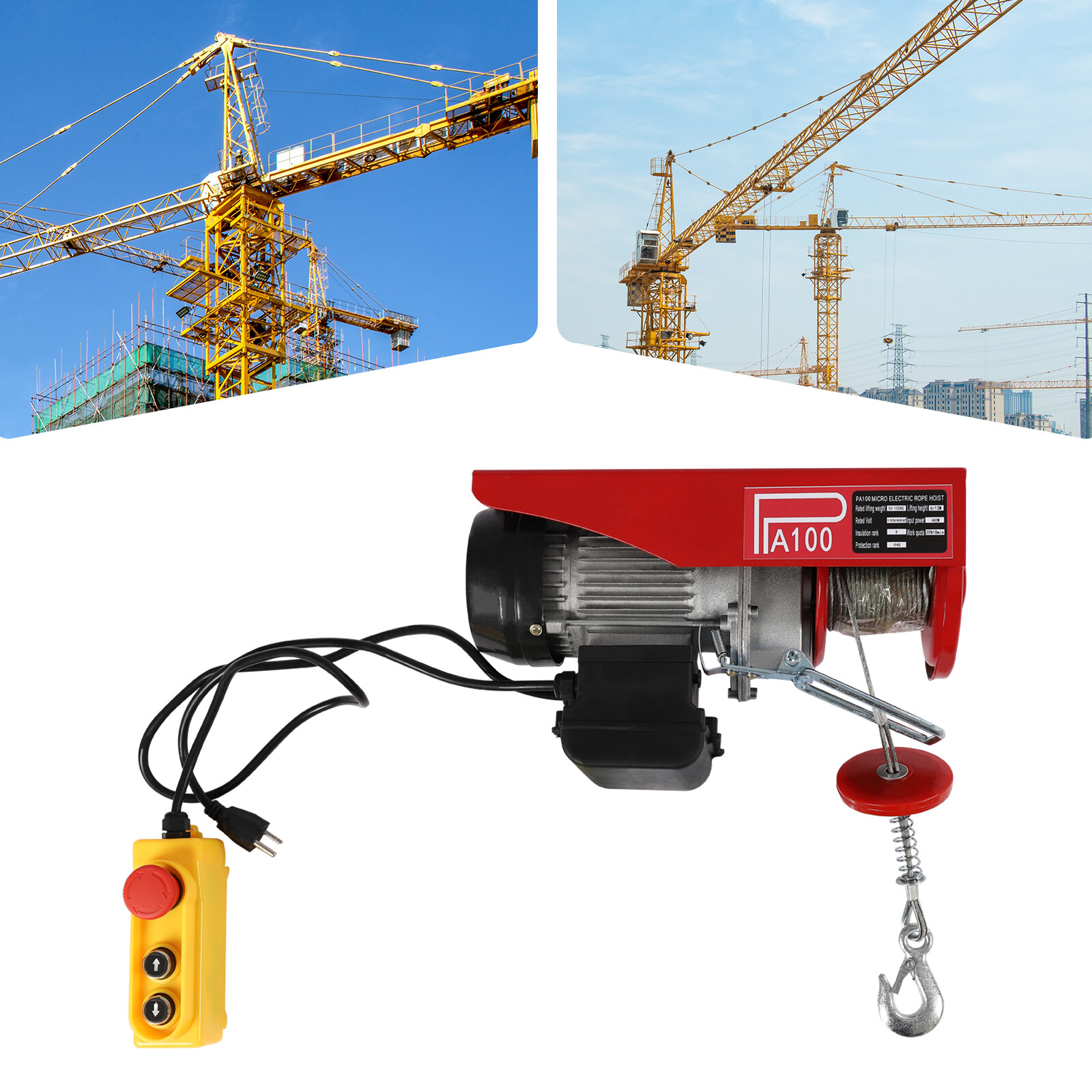 110/220 lbs Electric Hoist Winch Lifting Engine Crane Ceiling Pulley Overhead