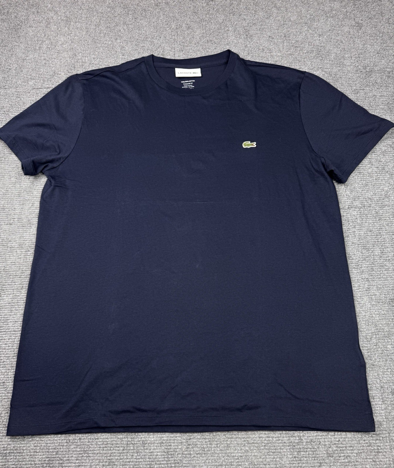 Lacoste Men\'s 100% Pima Cotton T-Shirt Size Large Navy Blue Preppy Soft