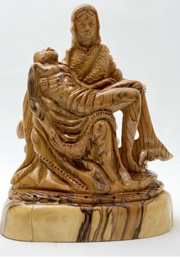 Bethlehem Wood Carving Hand Carved Olive Wood Pieta Figurine statue