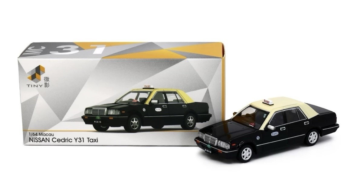 New Tiny City SG25 Nissan Cedric Y31 Taxi Black & Yellow Diecast Car -US Seller
