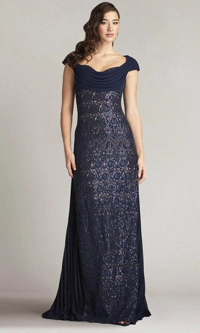 Tadashi Shoji Navy Blue Nude Embroidered Off-Shoulder Evening Gown Size 6 $718 Tadashi Shoji Navy Blue Nude Embroidered Off-Shoulder Evening Gown Size 6 $718