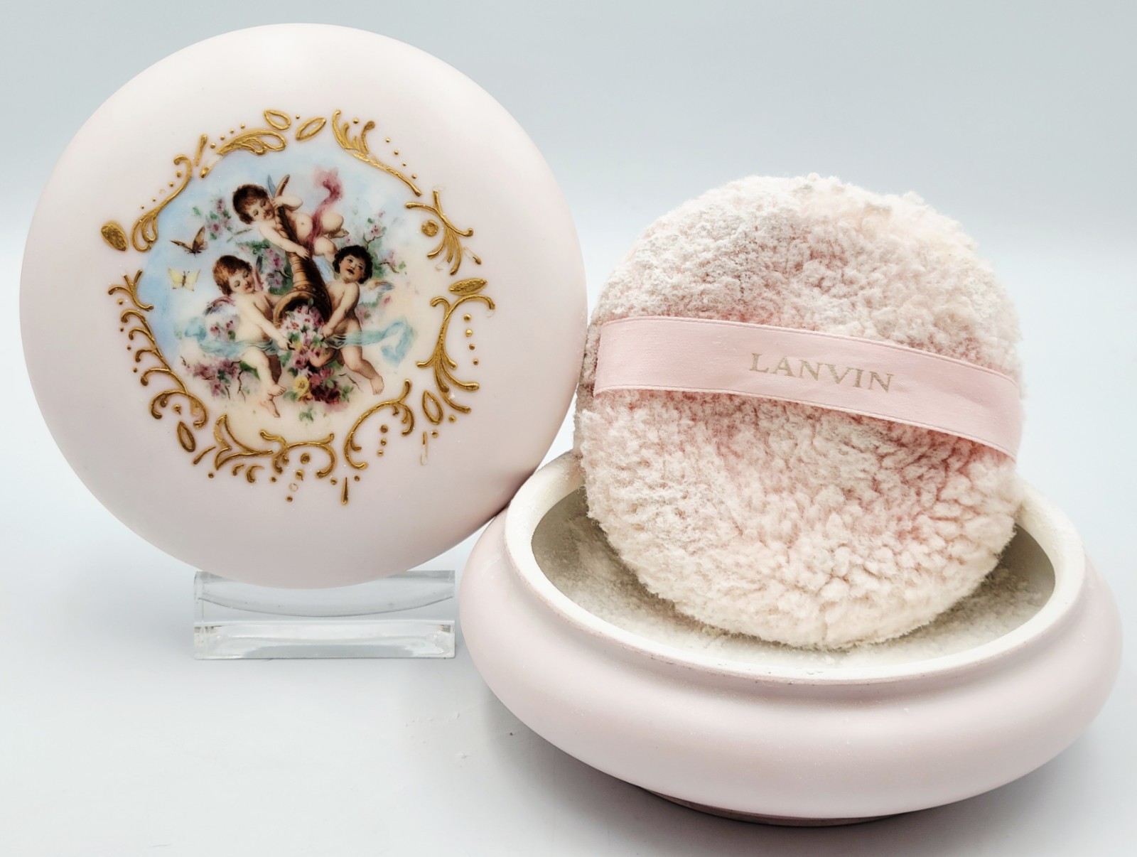 Antique 1890s-1907 French Tressemann & Vogt Vanity Set with Lanvin Puff 