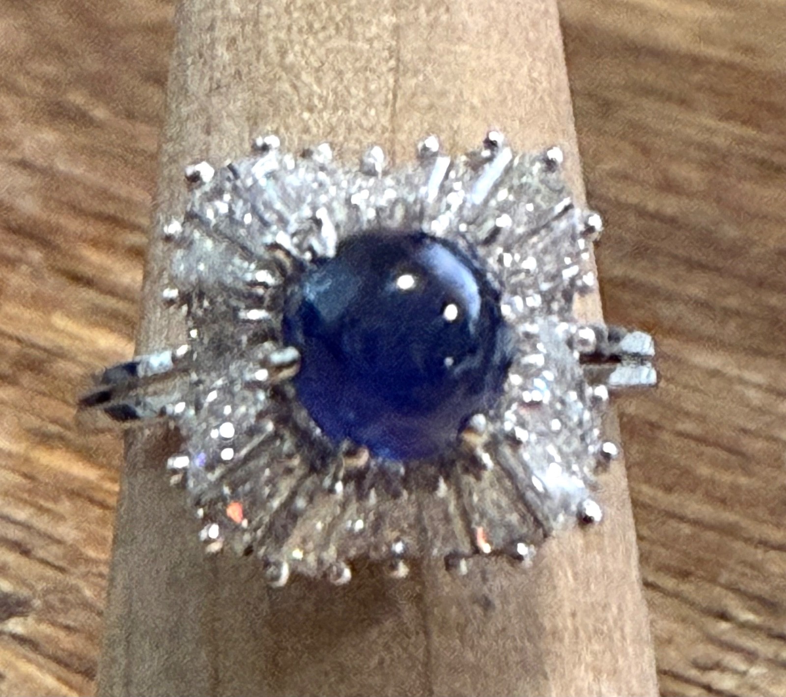 Lovely Vintage 14K Sapphire Diamond Ballerina Ring, NO HEAT w GIA Report