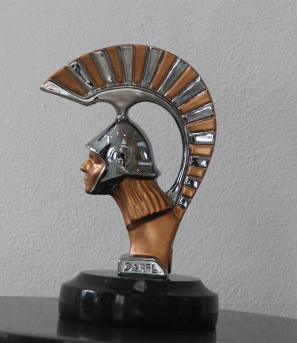 Spartan Warrior Bronze Car Mascot SILVER PLATED Hood Ornament Gladiator Decor