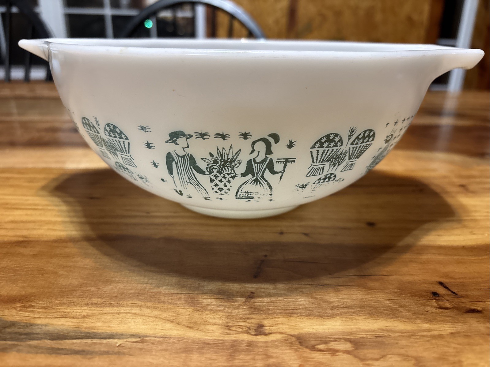 Vintage Pyrex Turquoise Butter Print 443 2.5 Qt Cinderella Amish Mixing Bowl
