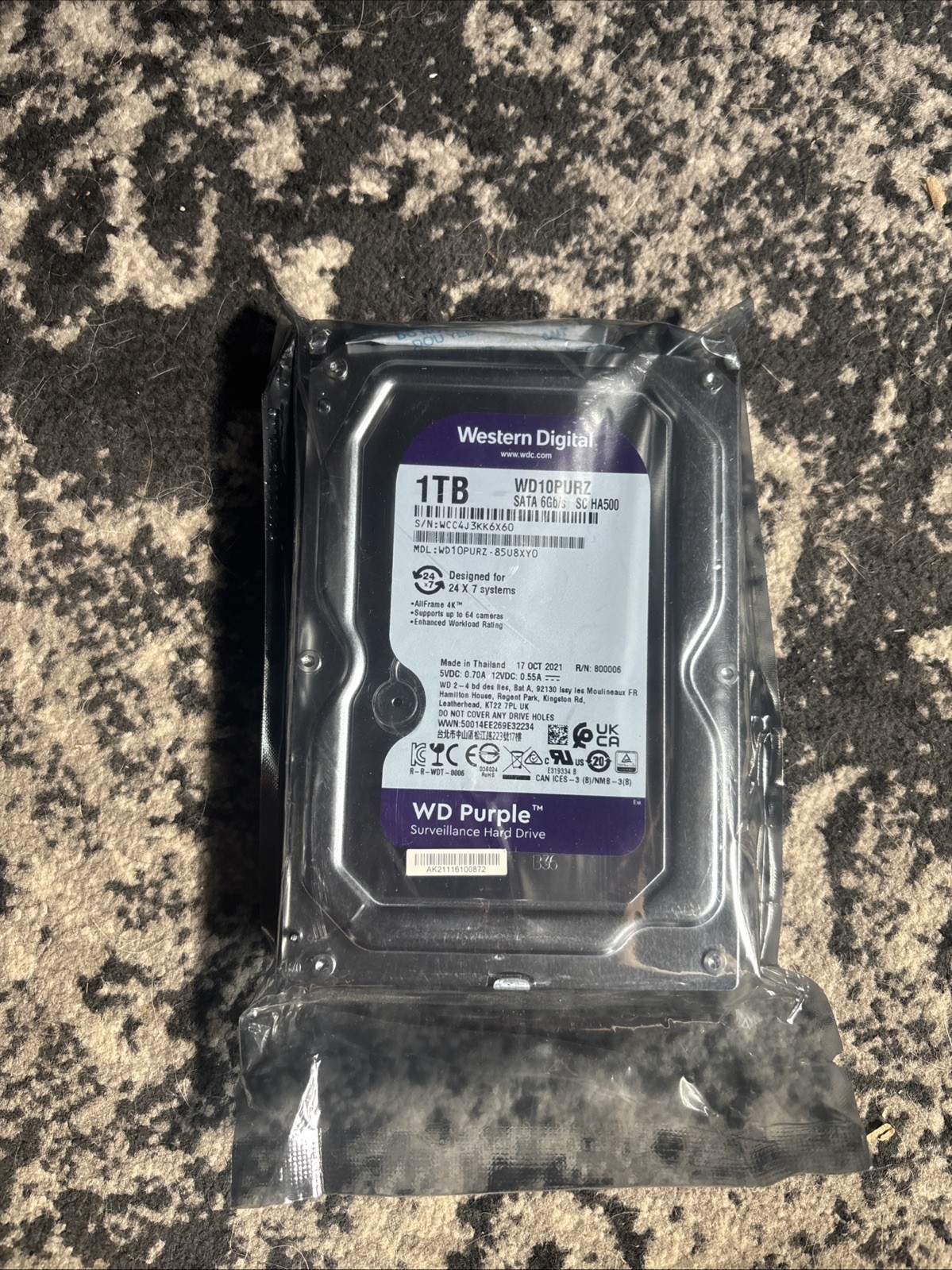 Western Digital WD Purple 1TB HDD WD10PURZ 3.5” SATA III 5400RPM Surveillance Western Digital WD Purple 1TB HDD WD10PURZ 3.5” SATA III 5400RPM Surveillance