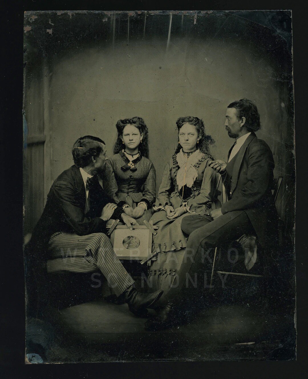 ID'd People Holding Memorial Photo Mount Hope Ohio 1870s PIP Mourning Tintype