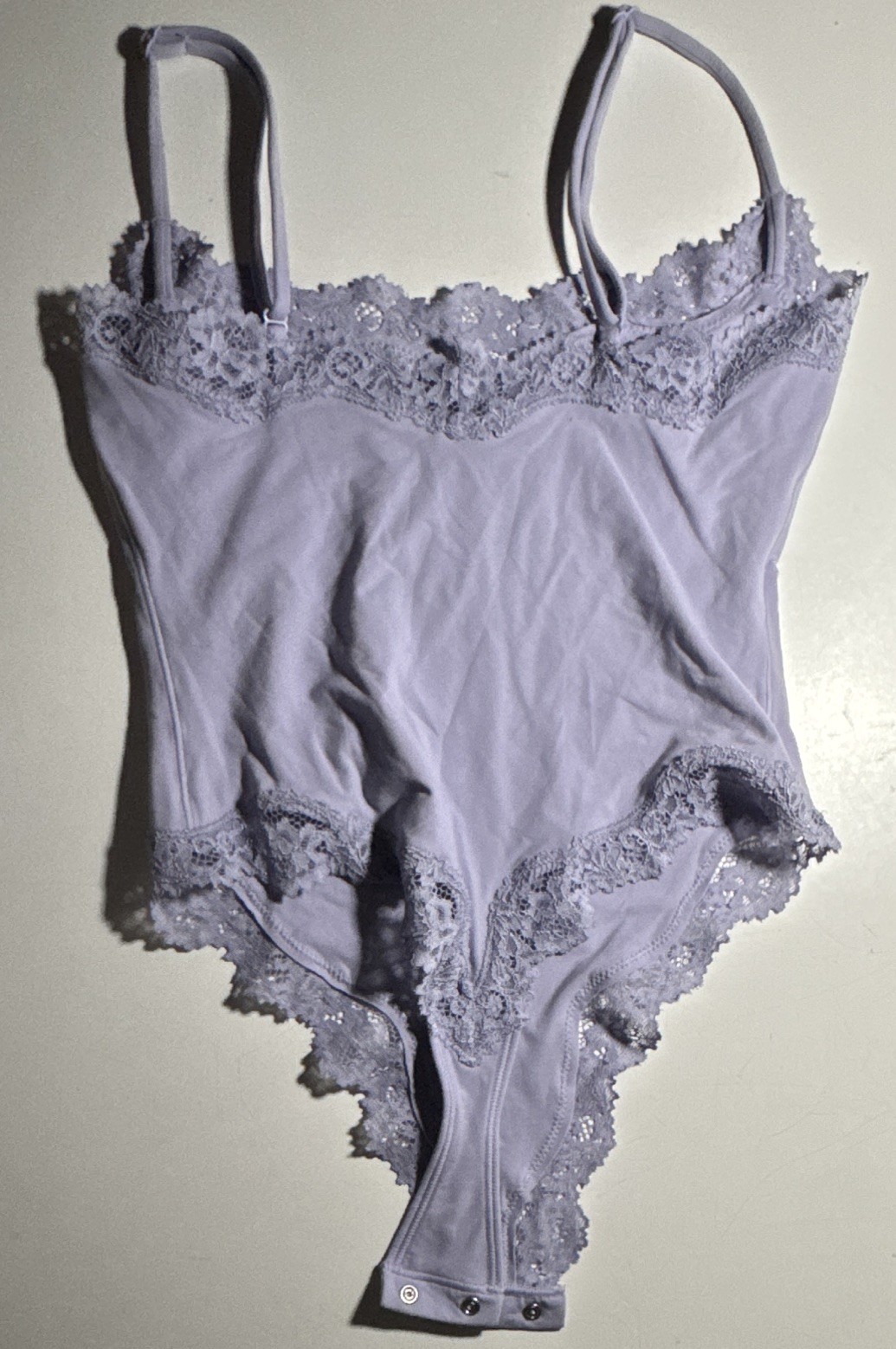SKIMS Women’s Purple Solid One Piece Bodysuit with Lace Trim Size XS