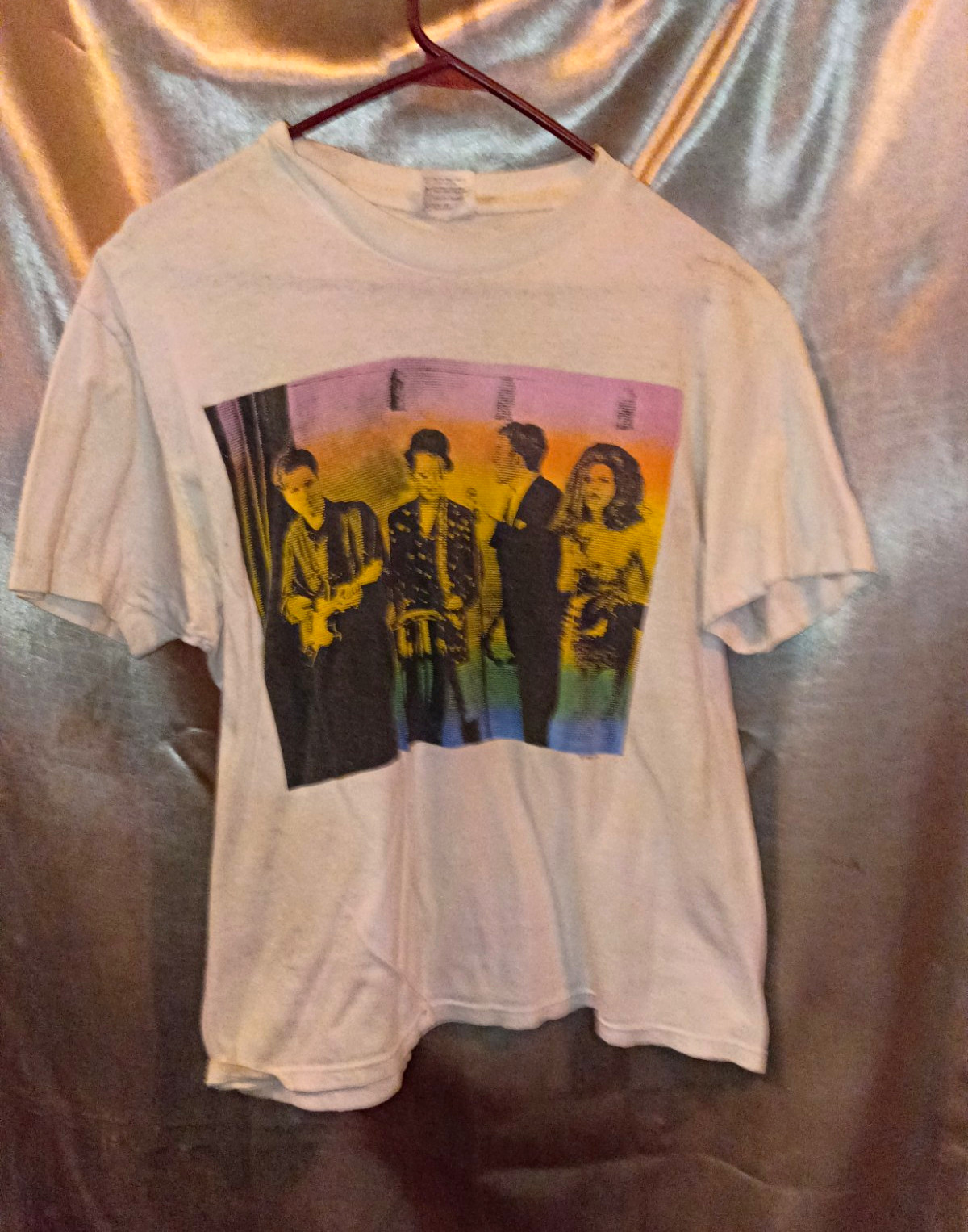 Vintage 1989 The B-52\'s Cosmic Thing T-Shirt Mens XL white Graphic Single Stitch