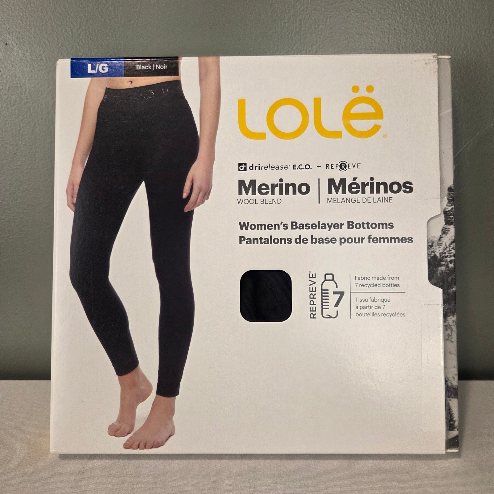 NEW Lole Women\'s Merino Wool Blend Base Layer Bottoms Legging Black Size L NEW Lole Women\'s Merino Wool Blend Base Layer Bottoms Legging Black Size L