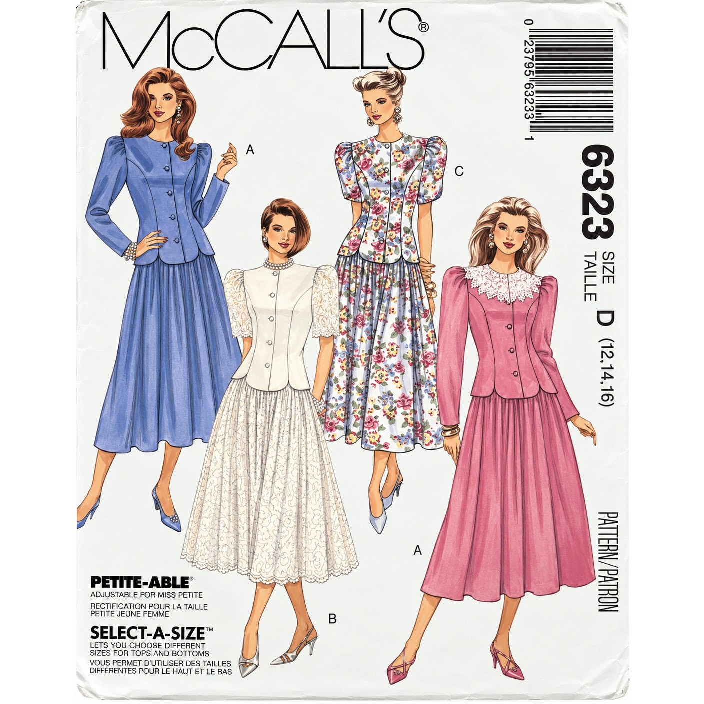 Vintage McCall’s 1990s Modest Lace Dress & Jacket Sizes 12-14-16 Uncut