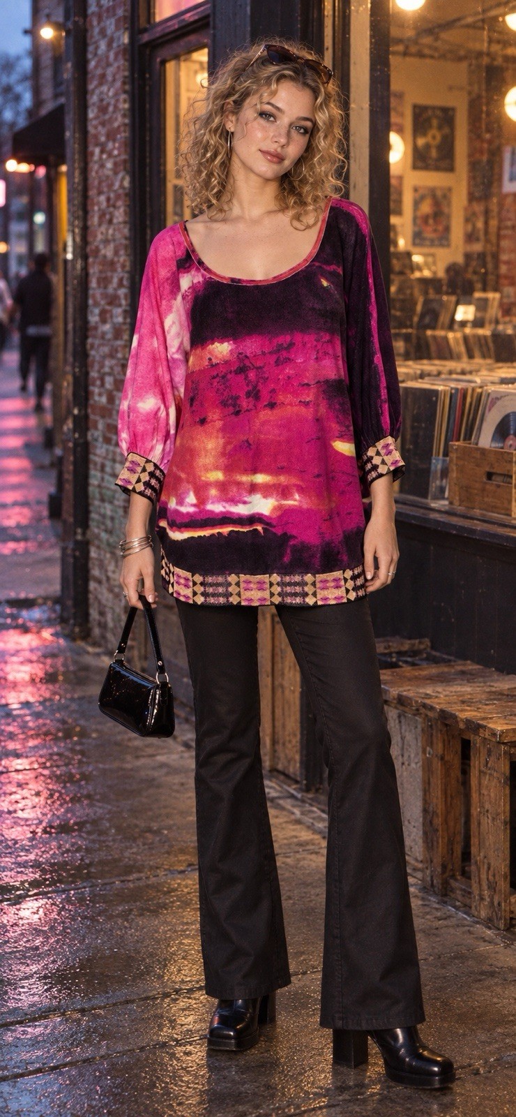 Custo Barcelona Pink Purple Abstract Vintage Y2k Dolman Knit Top Large Custo Barcelona Pink Purple Abstract Vintage Y2k Dolman Knit Top Large