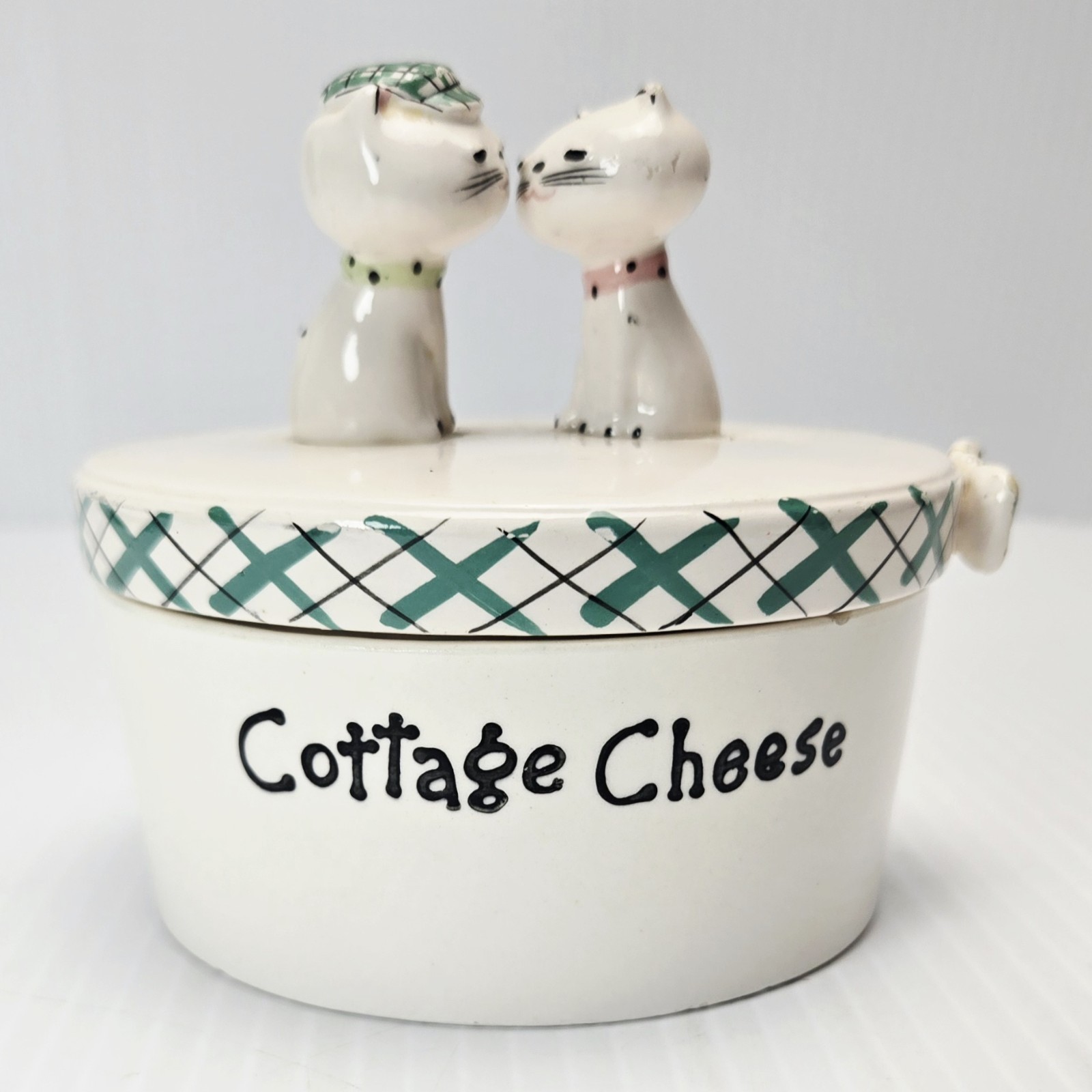Vtg 1958 Holt Howard Cozy Kittens Cottage Cheese Crock Kissing Cats MCM