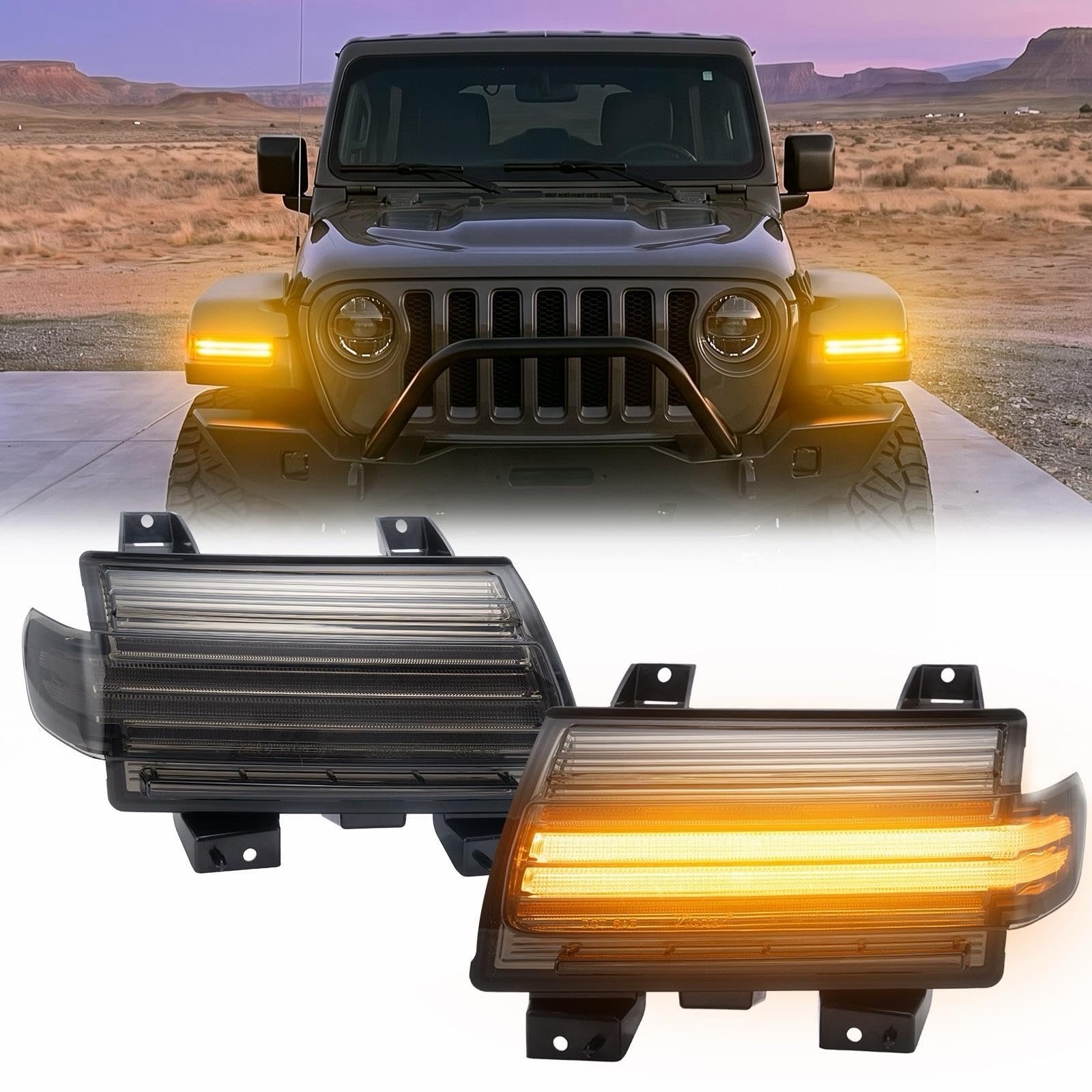 LED Turn Signal Lights 2018-26 Wrangler JL 2020-2026 Gladiator JT 68293127AA-AH