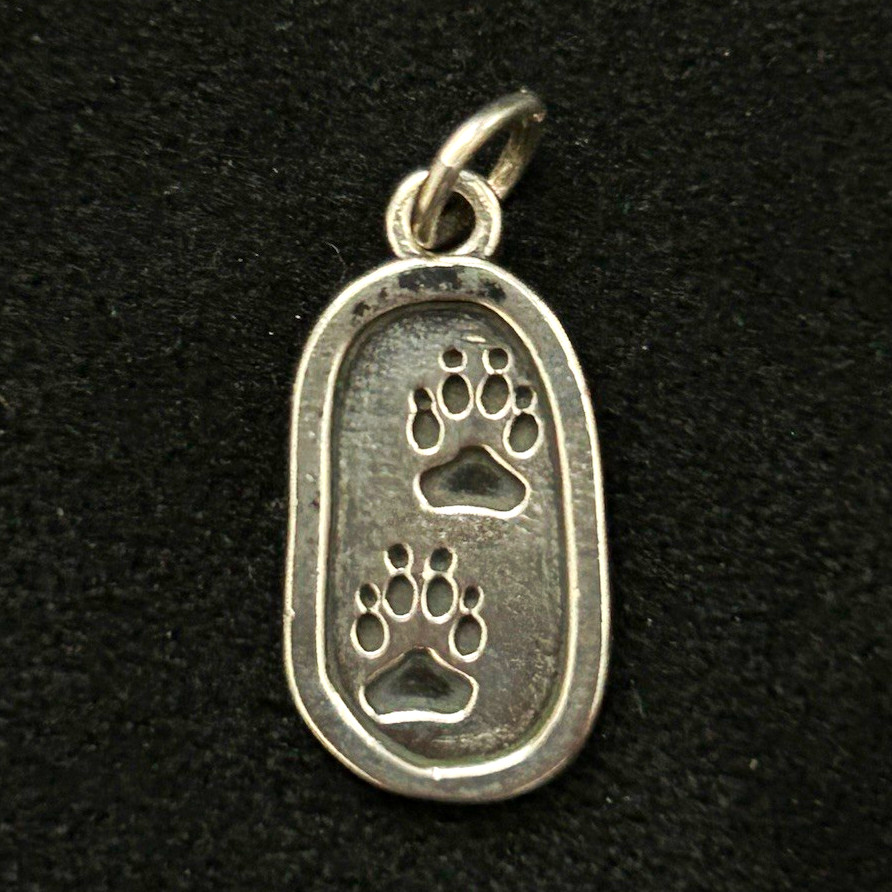 Vintage SJC Sundancer Sterling Silver 925 Bear Paw Print Oval Charm Pendant