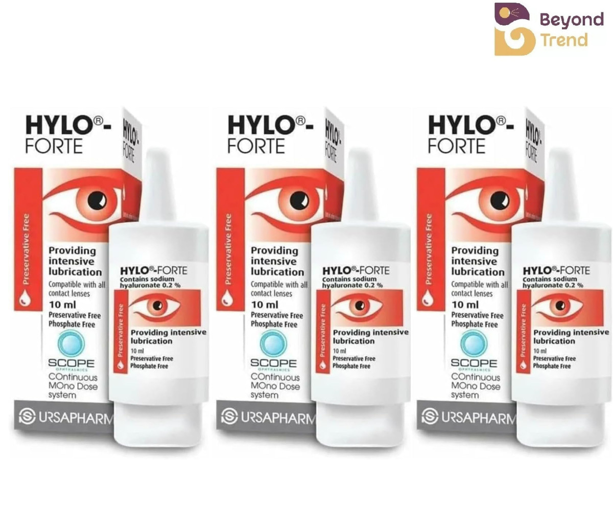 3 x Hylo-Forte Intensive Lubricating Eye Drops 10ml Dry Eye Relief EXP : 02/2028