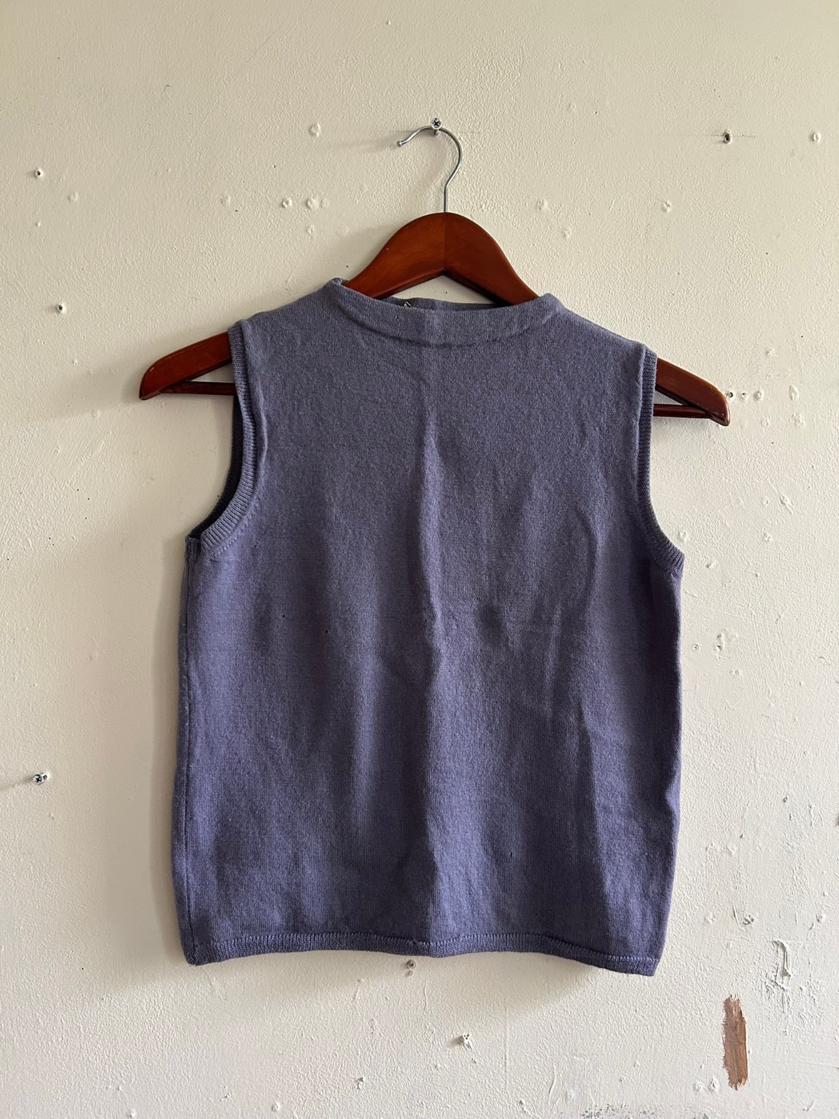 Vintage Miu Miu 100% Wool Sleeveless Knit Top Blue Purple Made Italy Y2K