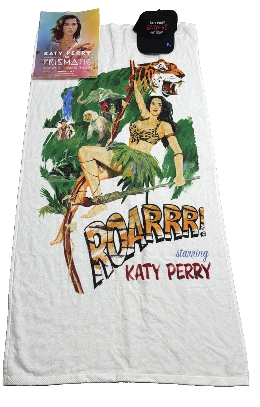 KATY PERRY 2014 PRISMATIC TOUR# 606/125 POSTER, ROAR VIP TOWEL, & WITNESS HAT