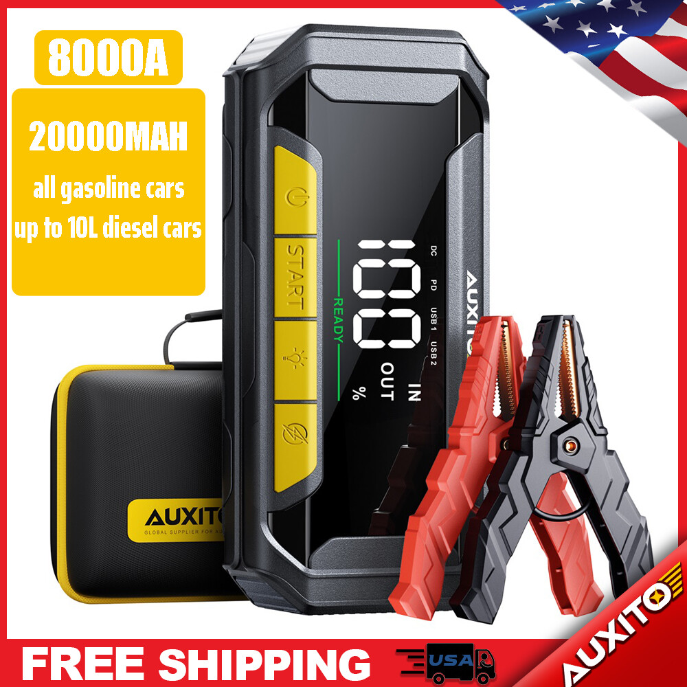 AUXITO 20000mAh 8000A Jump Starter Portable Car Battery High Power Bank Booster