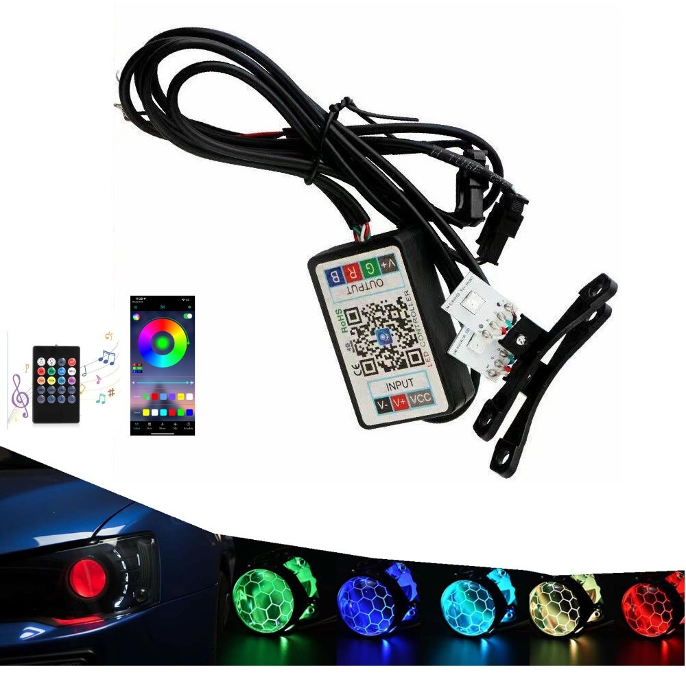 Bluetooth App Control Demon Devil Eye RGB LED Lamps For Headlight Projector Lens