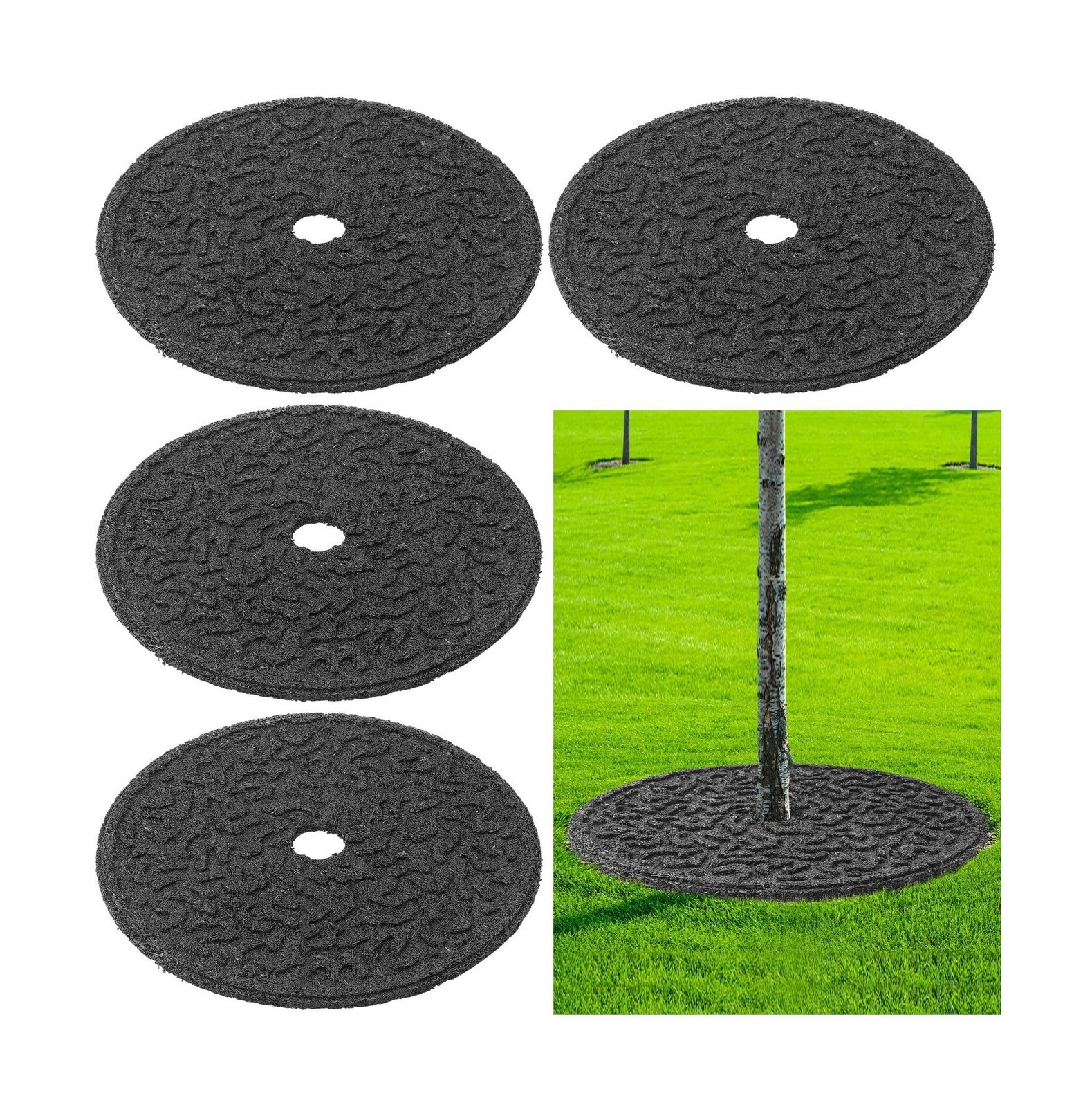 Peryiter 6 Pcs Rubber Mulch Tree Ring, Heavy Duty Rubber Mulch Mat, Tree Prot...