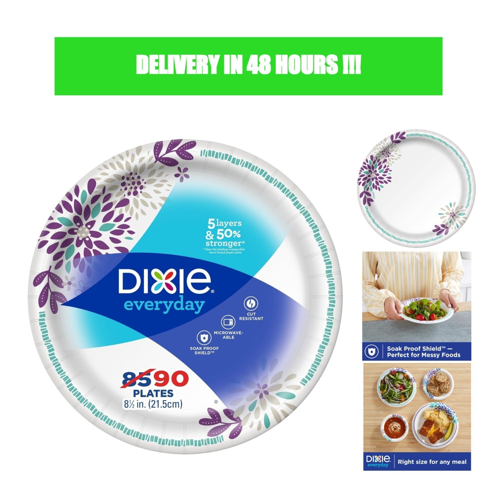 Dixie Medium Paper Plates 8.5 Inch 90 Count 2X Stronger Microwave Safe Dixie Medium Paper Plates 8.5 Inch 90 Count 2X Stronger Microwave Safe