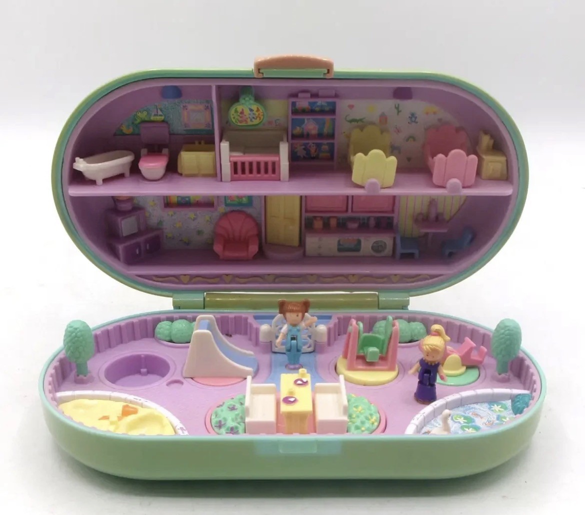Vintage 1992 Bluebird Polly Pocket Babysitting Stamper Playset With 2 Dolls Vintage 1992 Bluebird Polly Pocket Babysitting Stamper Playset With 2 Dolls
