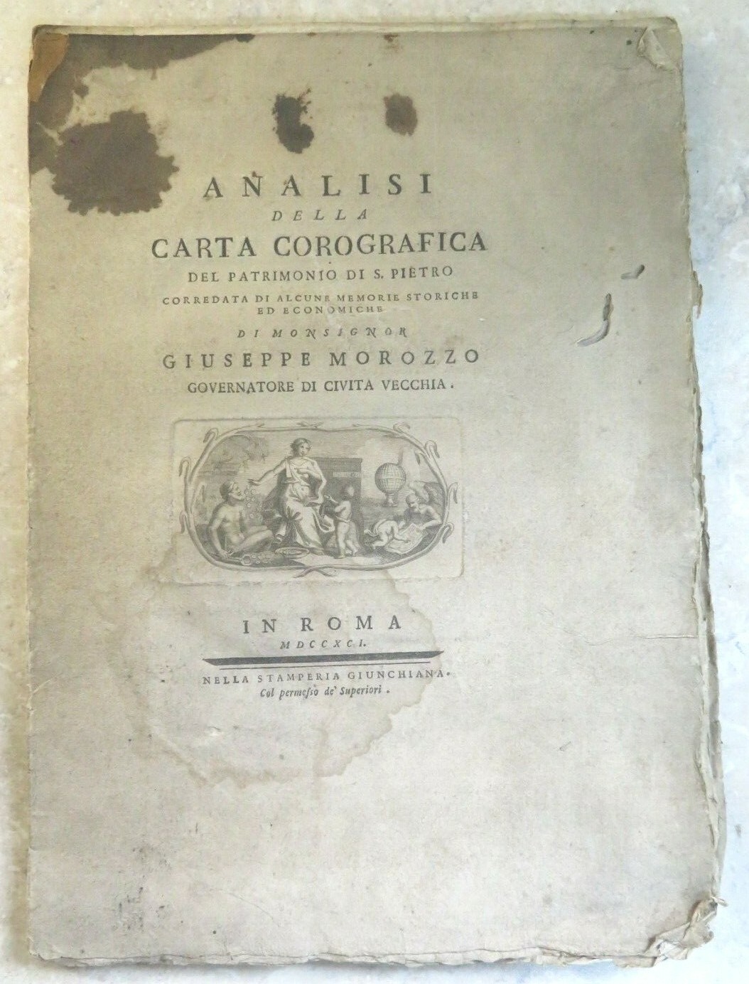 ANALISI DELLA CARTA COROGRAFICA S PIETRO - MOROZZO Saint Peter  1791