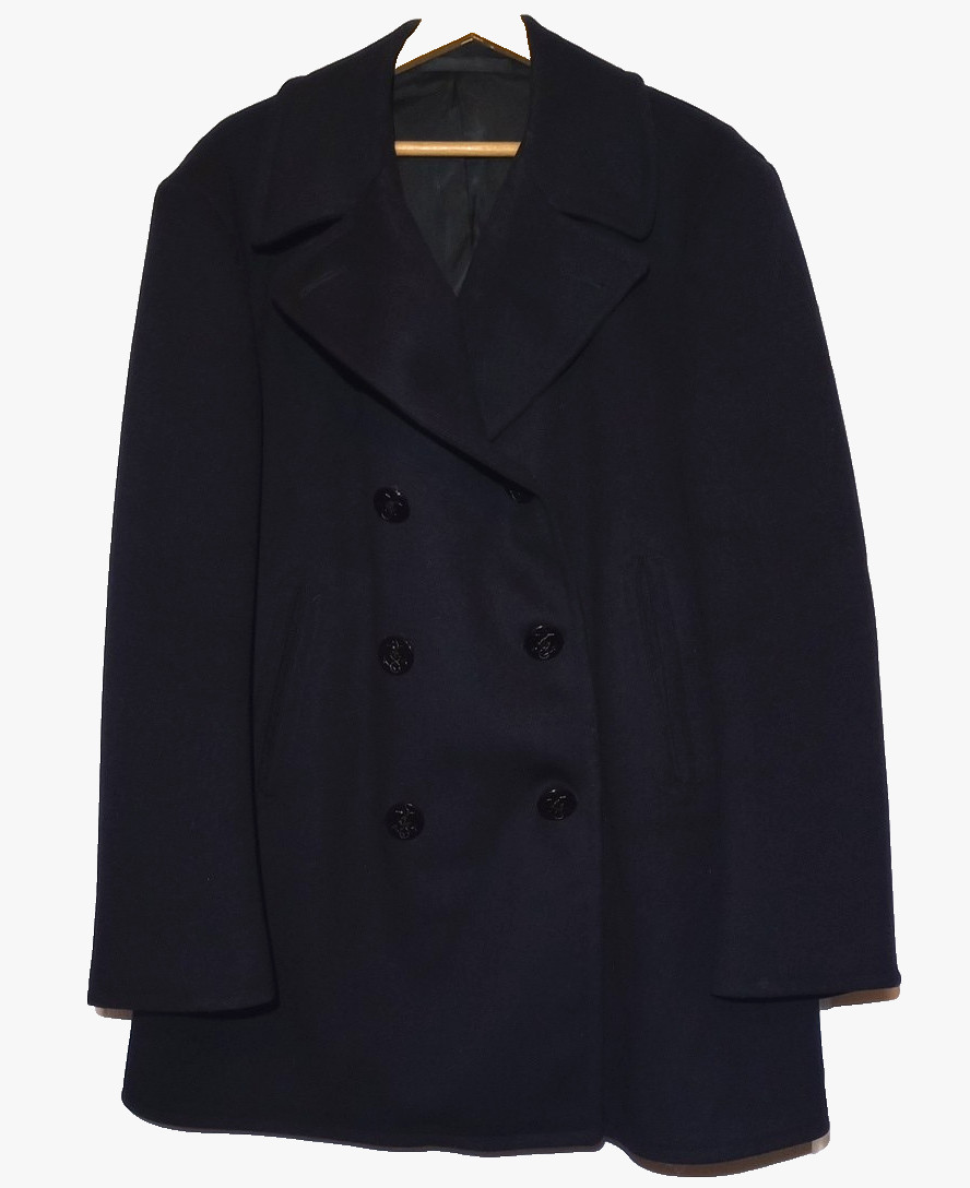 REAL Vintage US Navy Wool Pea Coat Peacoat 1948 WW2-Cold War Era Size 44 Large