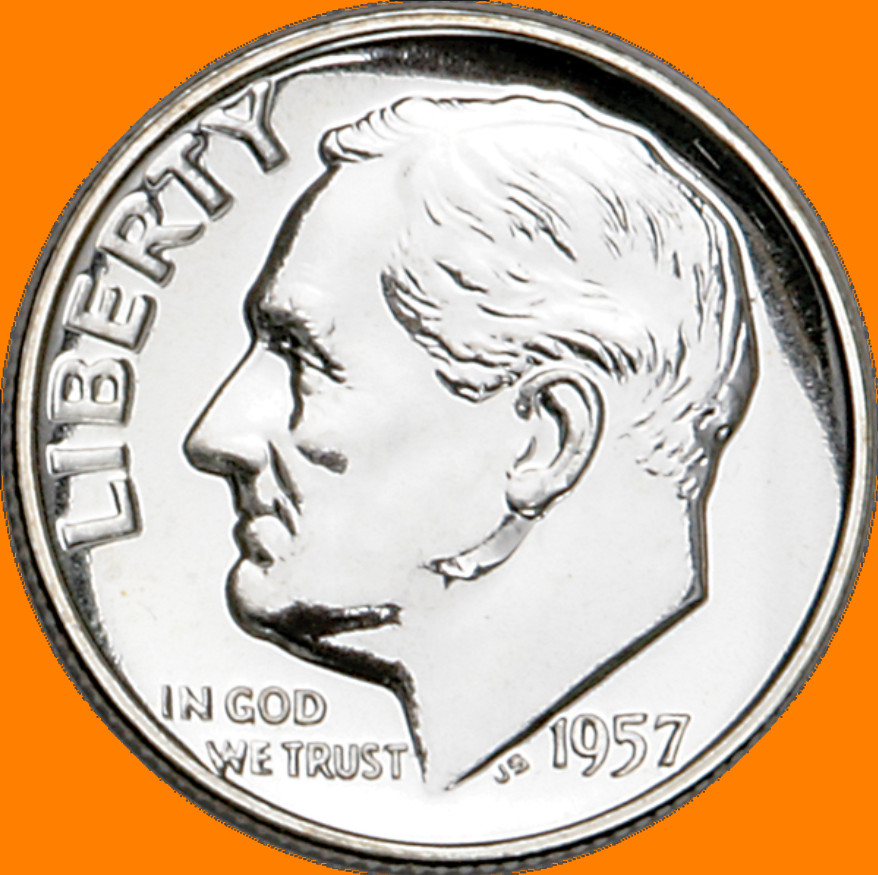 1957 Roosevelt Silver 90% Dime ~ Choice BU Proof Dime ~ 10c Coin Collectible