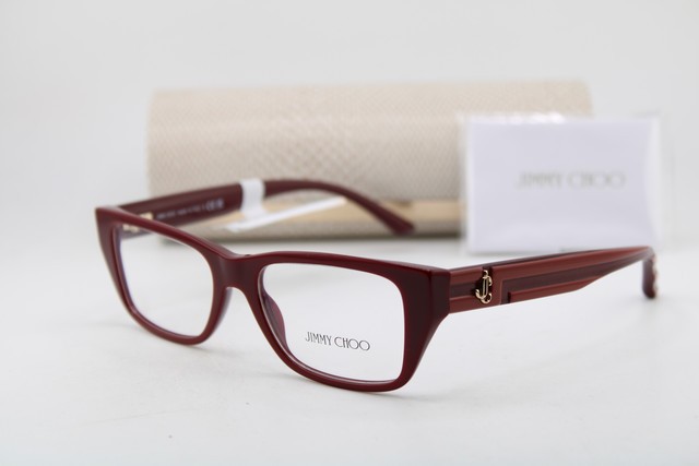 NEW JIMMY CHOO JC 3016 5013 BURGUNDY GOLD AUTHENTIC EYEGLASSES 52-17