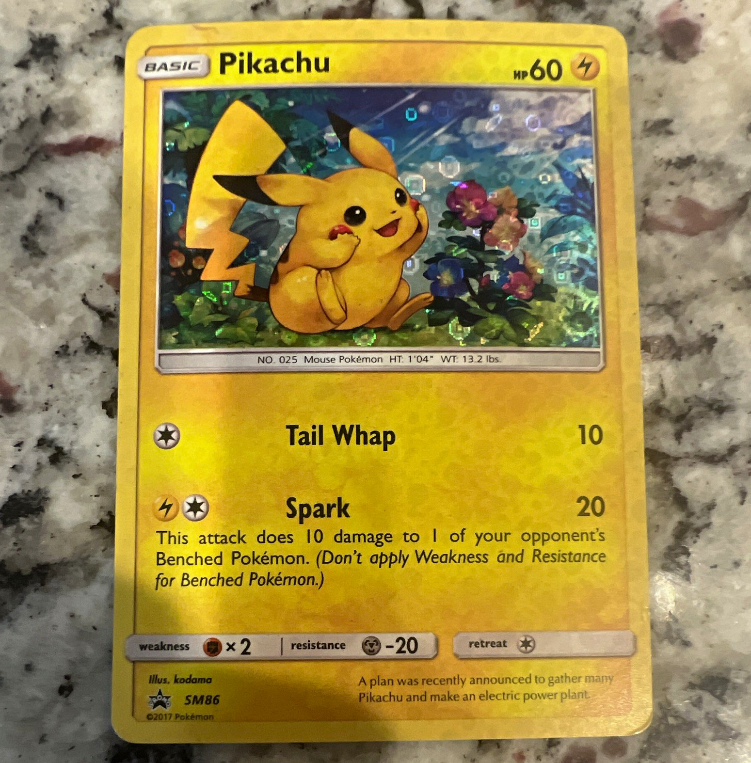 Pikachu SM86 SM Holo Promo English 2017 Basic Pokemon TCG Card 60 HP